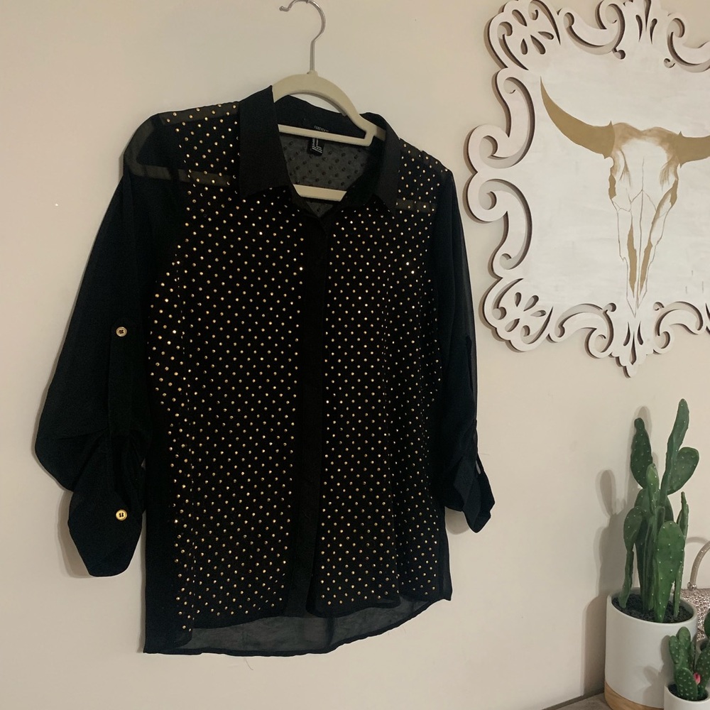Black and gold studded blouse